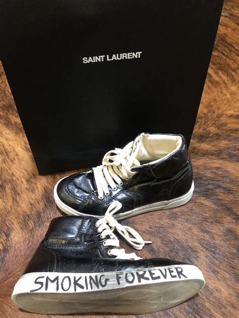 ysl smoking forever shoes|Saint Laurent Embellished Smoking Forever Sneakers .